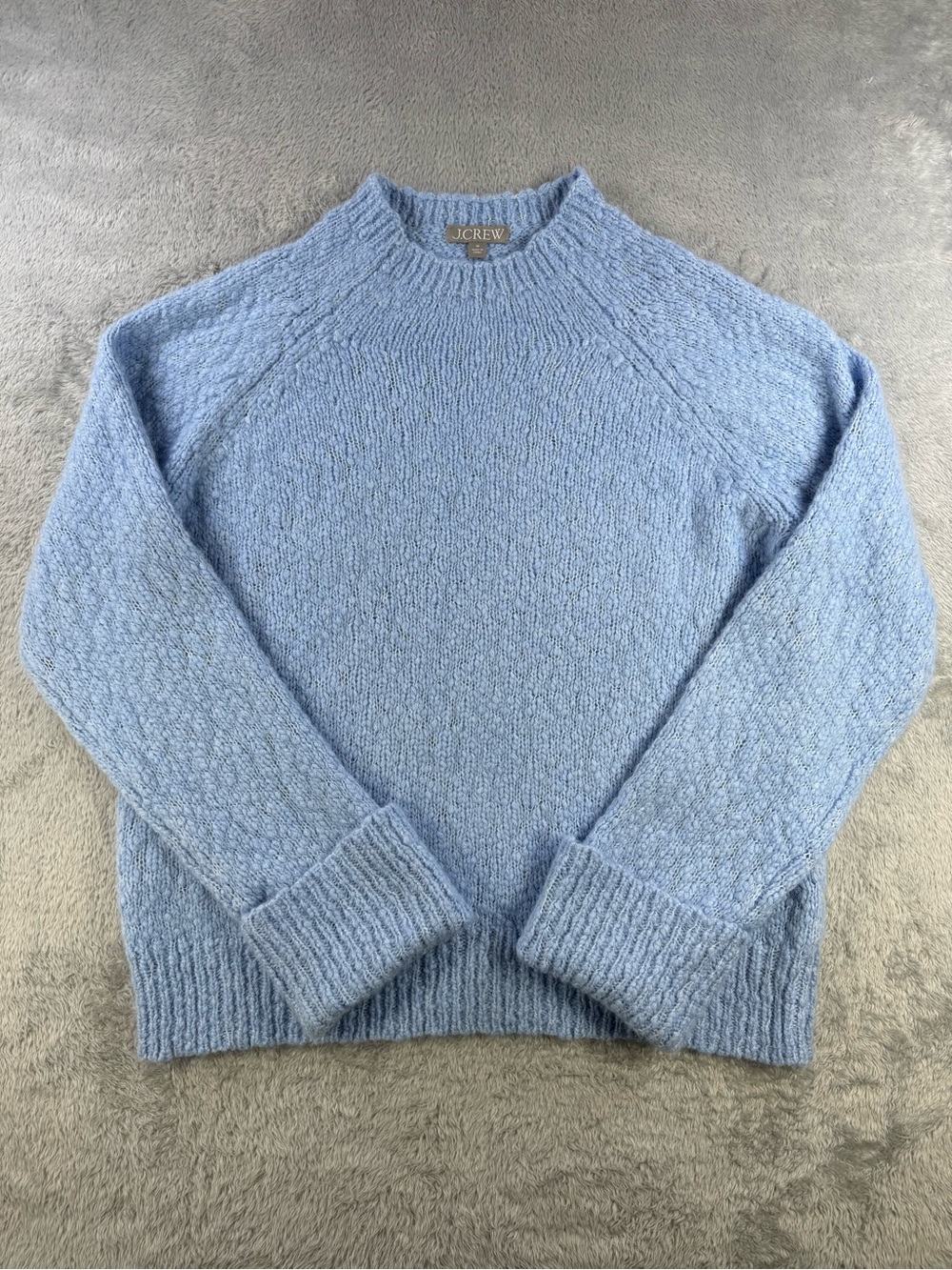 J.Crew Blue Alpaca Blend Textured Mock Neck Sweater Medium - Picture 4 of 11